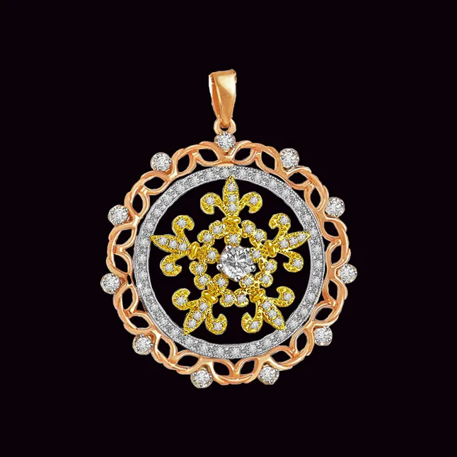 Tricolour Circle of Love - 1.00cts Real Diamond Pendant (P639)