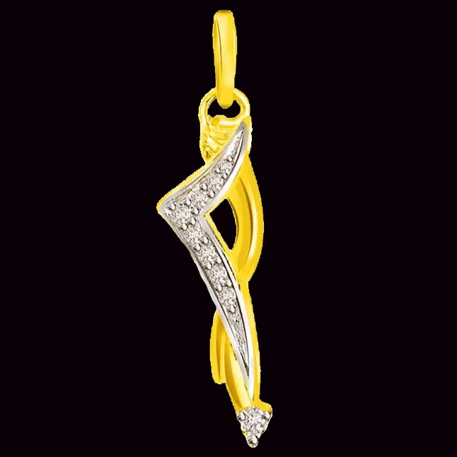 0.07cts Two Tone 18kt Real Diamond Pendant (P642)