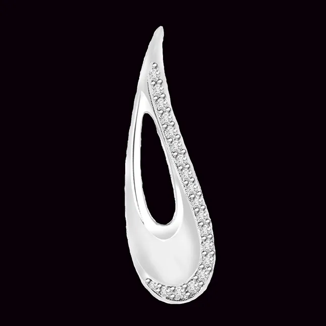 Sparkle Dew Drop - 0.10cts 14K White Gold Diamond Pendant (P645)