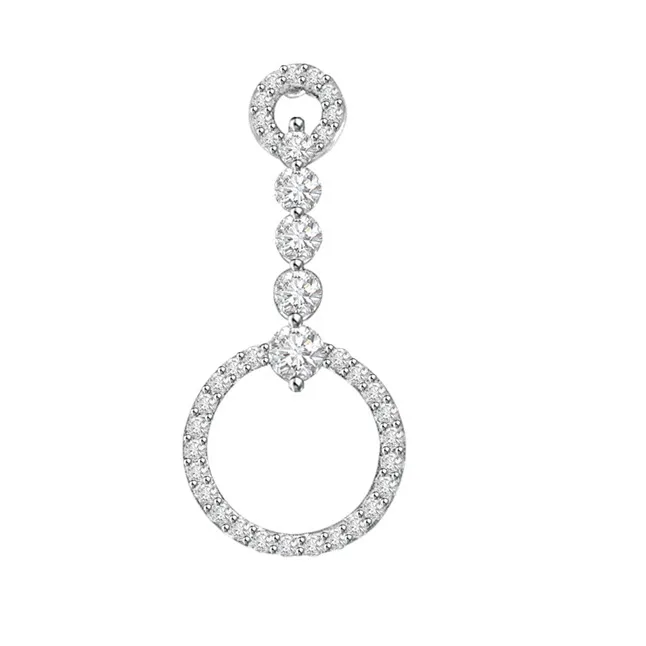 Hanging Hoop of Passion -0.45 cts 14K Gold Diamond Pendants -White Gold