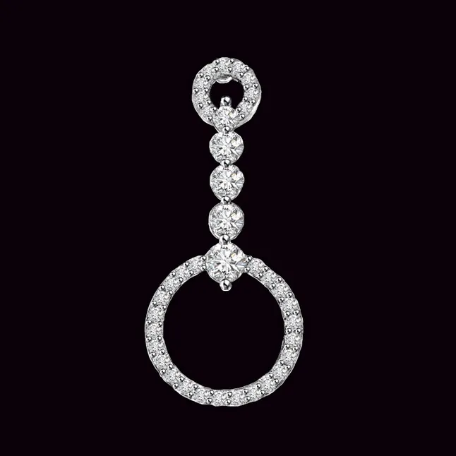 Hanging Hoop of Passion - 0.45cts Real Diamond 14kt white Gold Pendant (P653)
