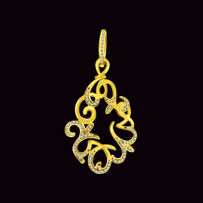 Entwining Twirls - 0.45cts Designer Real Diamond 18kt Yellow Gold Pendant (P655)