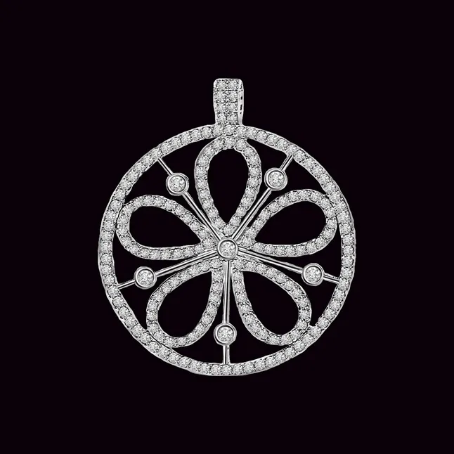 Petals of Desire - 0.90cts Flower Real Diamond 14kt White Gold Pendant (P657)
