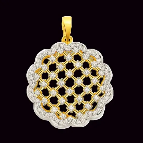 0.66cts Two Tone Flower Real Diamond Pendant (P660)