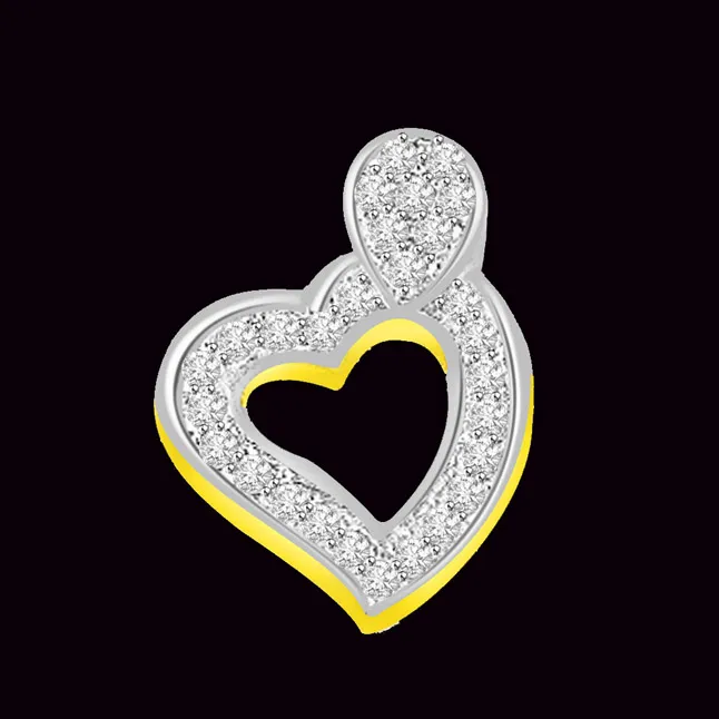 0.30cts Two Tone Heart Shape Real Diamond Pendant (P666)