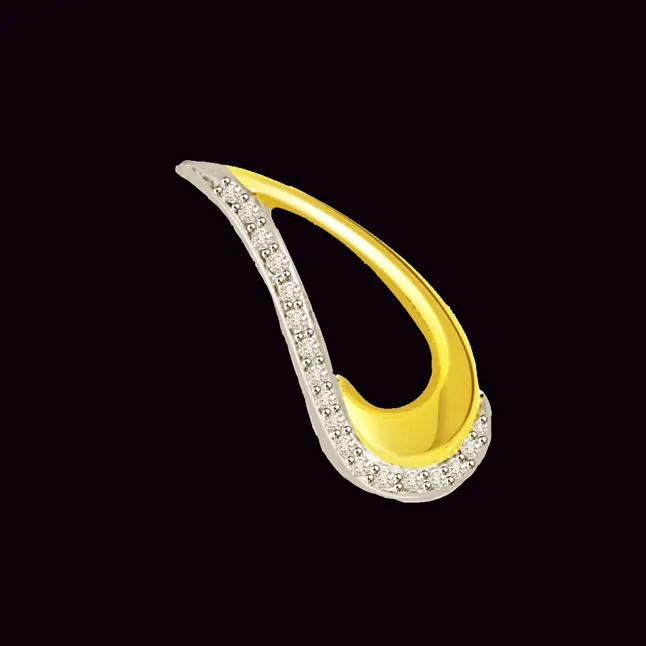 0.15cts Drop Shaped 18kt Yellow Gold Real Diamond Pendant (P673)