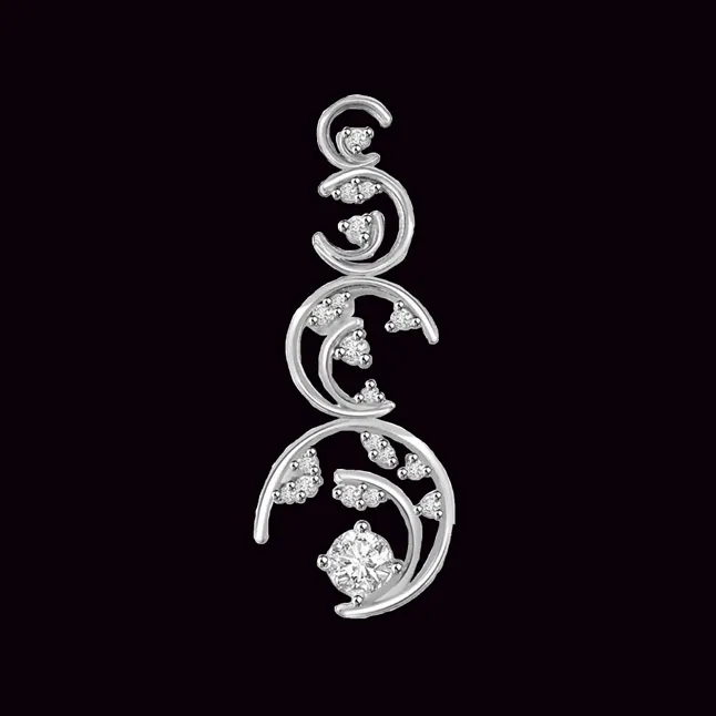 Half Moon Delights - 0.23cts Fancy White Gold Real Diamond Pendant (P675)
