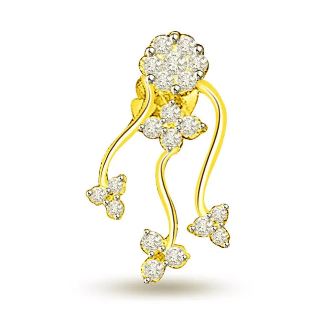 0.20 cts Floral Design Diamond Pendants -Flower Shape Pendants