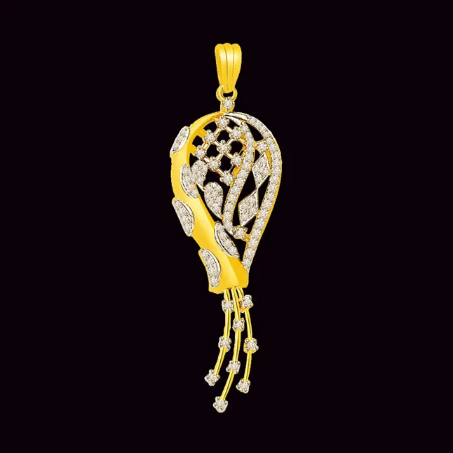 Stylish Senorita - 0.40cts Fancy Real Diamond Pendant In 18kt Yellow Gold (P687)