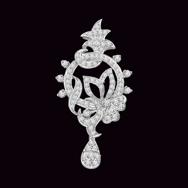 Hold Your Breath - 1.00cts Fancy Real Diamond 14kt White Gold Pendant (P693)