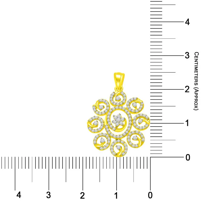 0.60cts Real Diamond & Gold Sun Flower Pendant (P699)