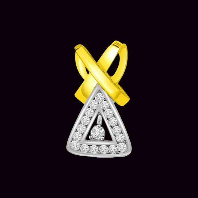 0.25cts Trendy Triangle Two Tone Real Diamond Pendant (P700)