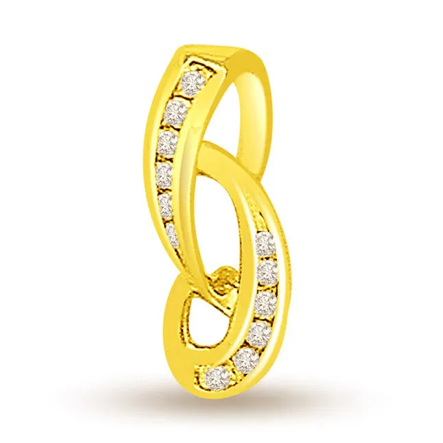 0.20 cts Fancy 18K Gold Diamond Pendants -Designer Pendants