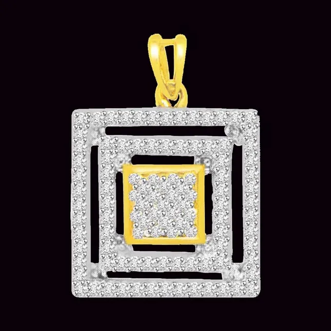0.60cts Three Square Real Diamond Pendant (P706)