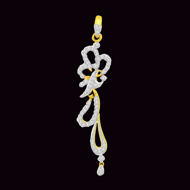 0.30cts Designer Two Tone Gold & Real Diamond Pendant (P711)