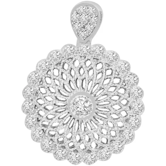 0.38 cts Flower Shape White Gold Diamond Pendants -Flower Shape Pendants