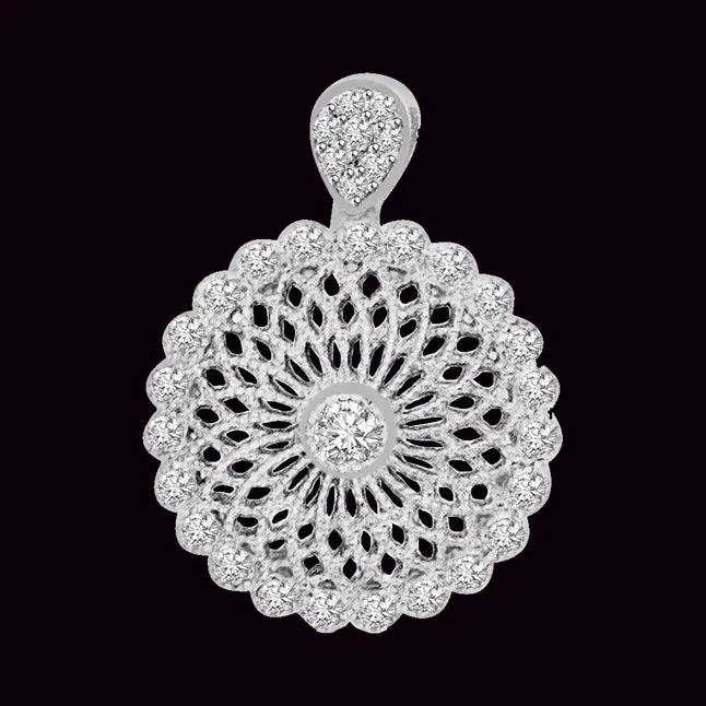 0.38cts Flower Shape White Gold Real Diamond Pendant (P712)