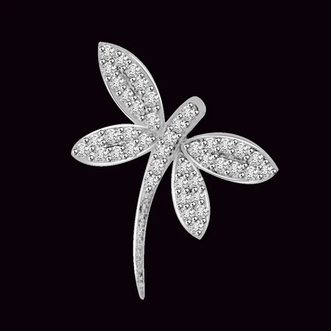 0.42cts Real Diamond 14kt White Gold Butterfly Pendant (P714)