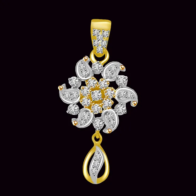 Sparkling Star - Real Diamond & 18kt Gold Pendant For Your Lady Love (P717)