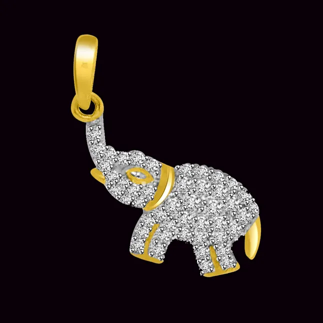 Mighty Elephant : Real Diamond & Gold Pendant (P726)
