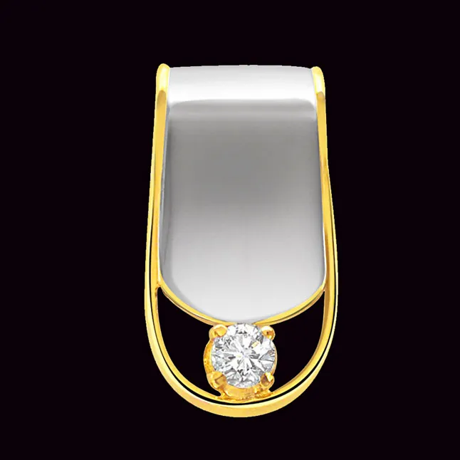 Angelic Attraction - Real Diamond Two Tone Solitaire Pendant (P72)