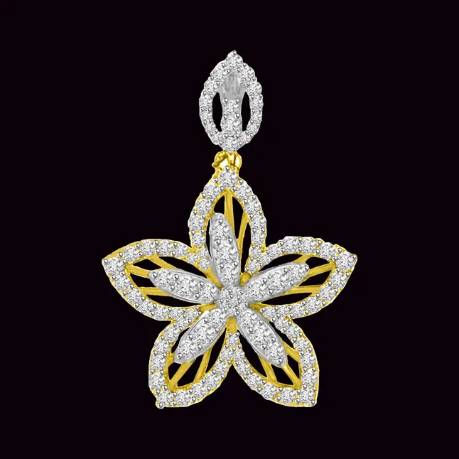 Dreamy Flower : Real Diamond & Gold Pendant for Her (P738)