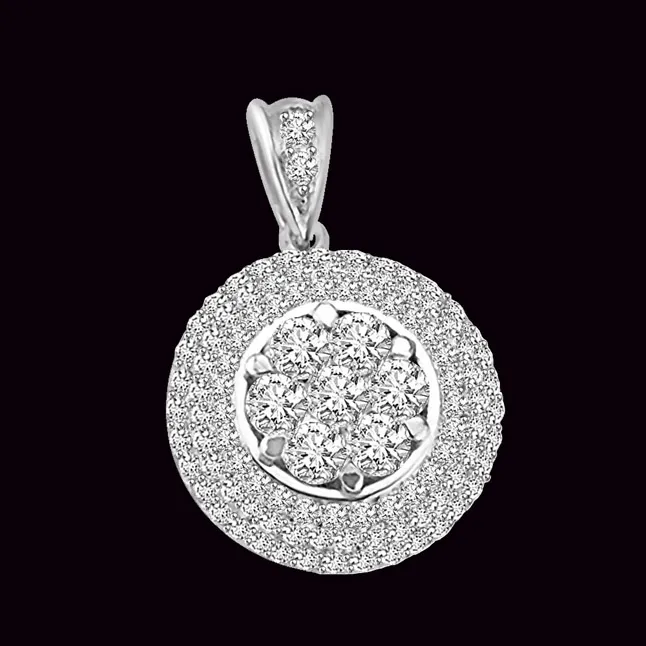 0.65 TCW Stunning circle shaped Diamond Pendants -White Gold