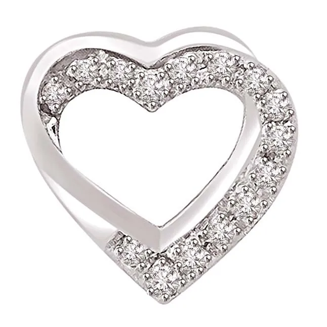 0.10 TCW Double Heart Shaped Pendants in White Gold
