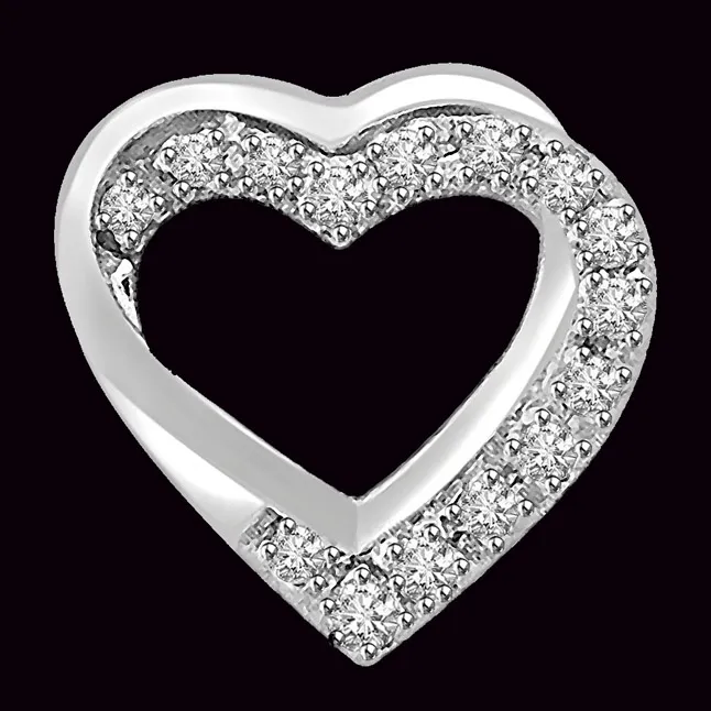 0.10 TCW Double Heart Shaped Real Diamond Pendant in 14kt White Gold (P758)