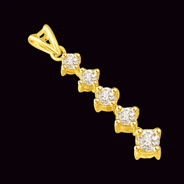 Line of Stars - 0.20 TCW Long Pendant encrusted with Round Diamond (P762)