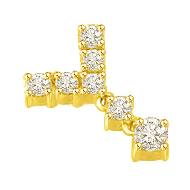 0.20 TCW Elegant Round Diamond Pendants in Yellow Gold -Designer Pendants