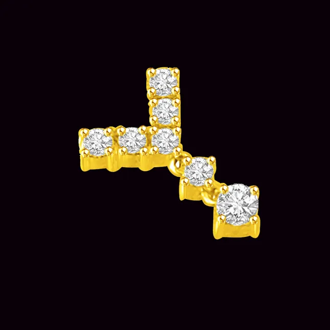 0.20 TCW Elegant Round Real Diamond Pendant in 18kt Yellow Gold (P764)