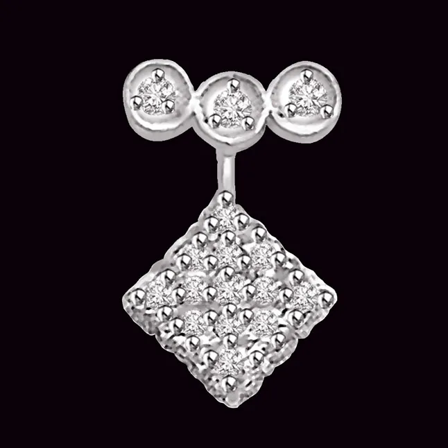 0.32 TCW Three Circles & Square Real Diamond Pendant (P773)