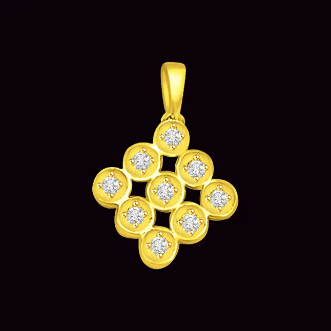 0.12 TCW Stunning 9 circles enveloping 9 Diamonds -Designer Pendants