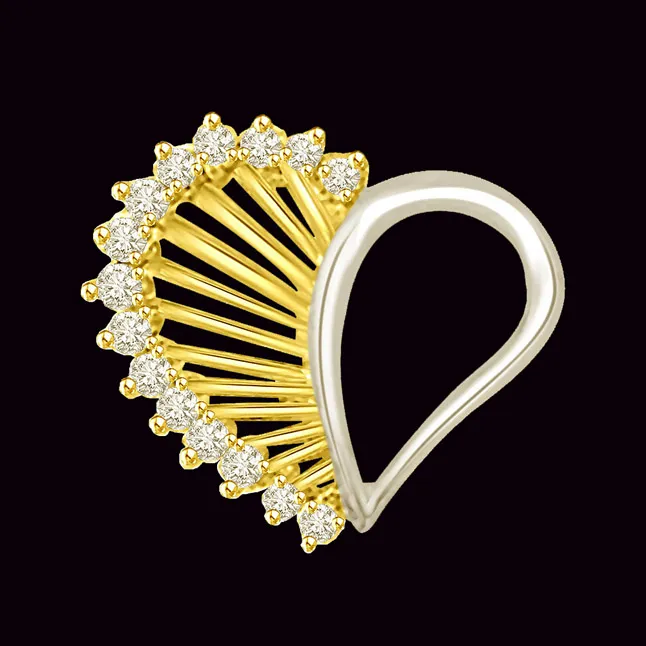 I Love You Two Tone Heart Real Diamond Pendant for Her (P795)