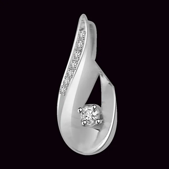Style & Substance Solitaire Real Diamond Pendant in 14kt White Gold (P798)