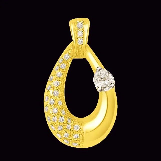 0.35cts 18kt Curvy Real Diamond Pendant (P803)