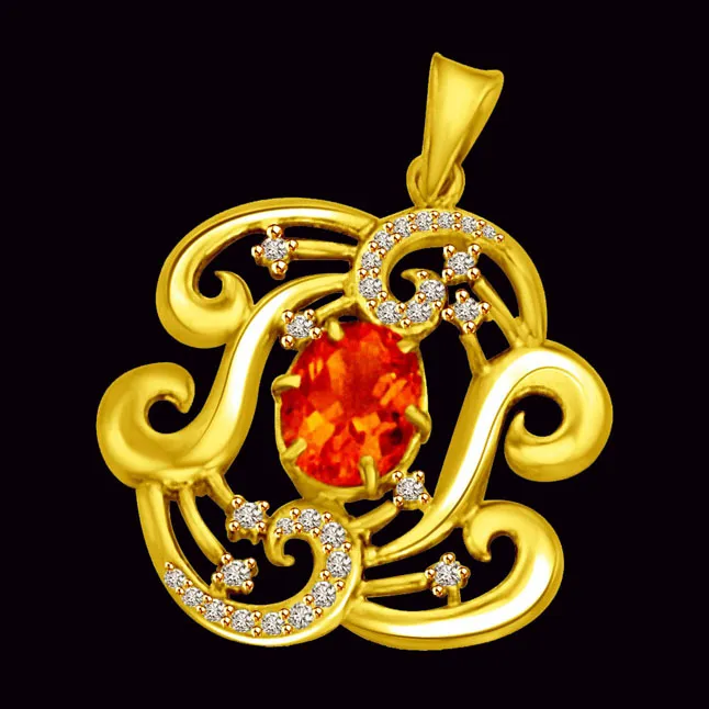 You are Music of My Life Real Diamond & Topaz Gold Pendant (P810)
