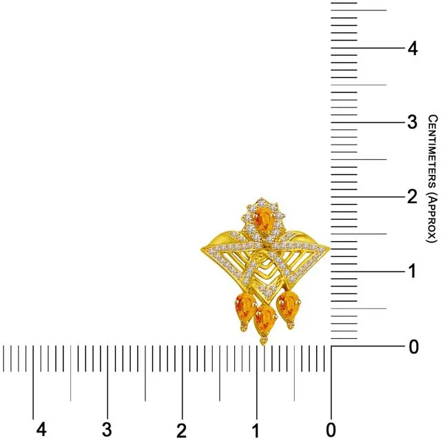 Yellow Uniqueness Real Diamond & Golden Topaz Star Power Diamond Gold Pendant (P811)