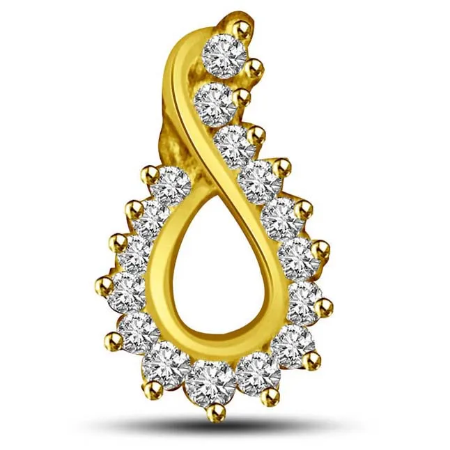Tear Drop shaped Diamond & Gold Pendants -Designer Pendants