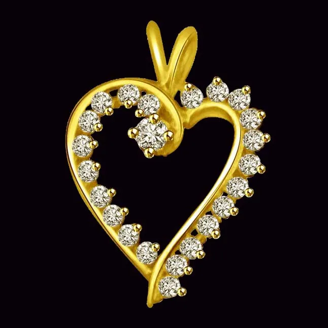 0.25cts Clean White Real Diamond Heart Pendant Only for My Love (P827)