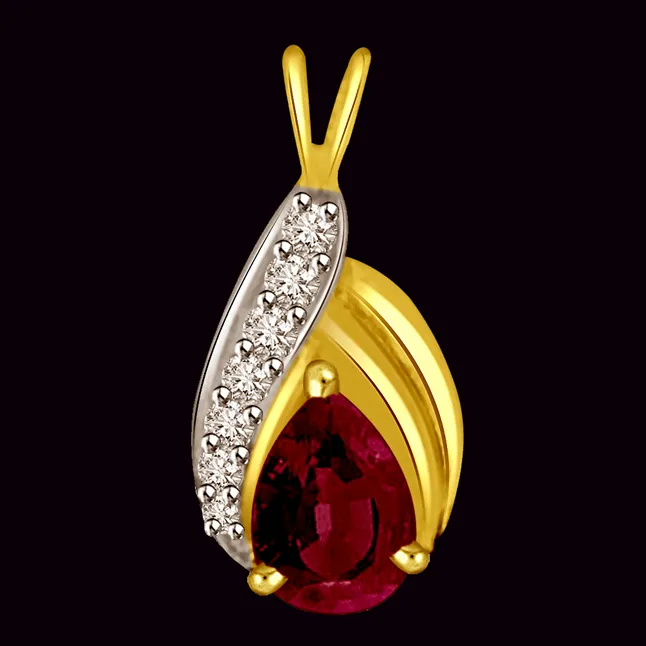 Real Diamond & Red Ruby Pendant (P828)