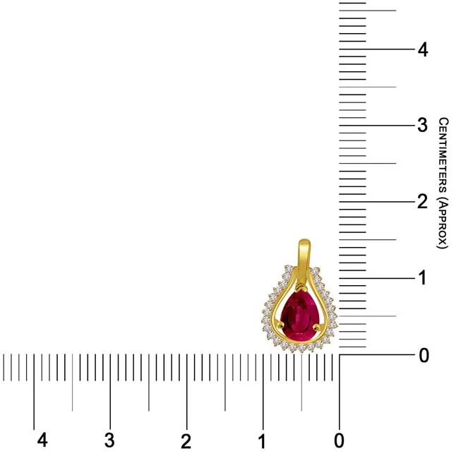 0.26cts Real Diamond & Pear Red Ruby Gold Pendant (P829)