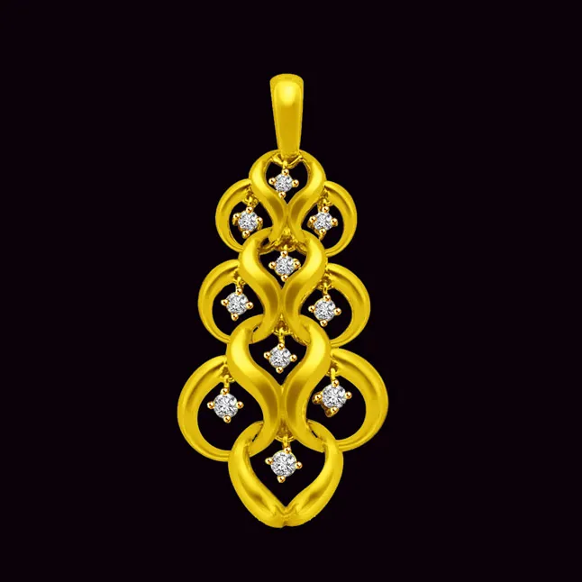 RAIN DROP - Real Diamond Pendant in 18kt Yellow Gold (P834)