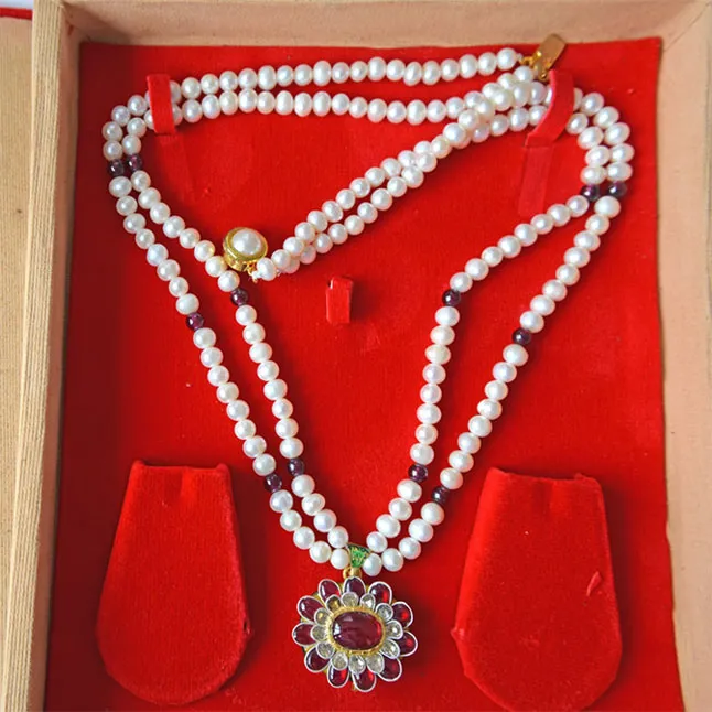 Dazzling Real Diamond, Pearl & Gemstone Pendant with Necklace (P84)