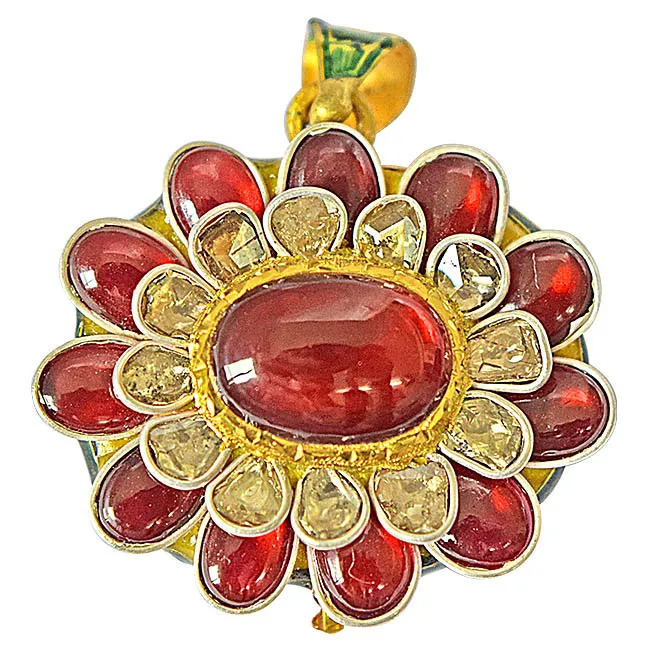 Dazzling Real Diamond, Pearl & Gemstone Pendant with Necklace (P84)