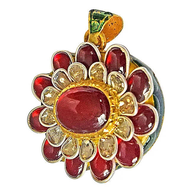 Dazzling Real Diamond, Pearl & Gemstone Pendant with Necklace (P84)