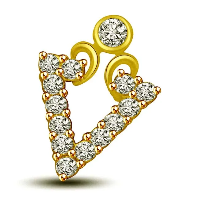 You are my love 0.20ct triangle shaped Diamond & Gold Pendants -Designer Pendants