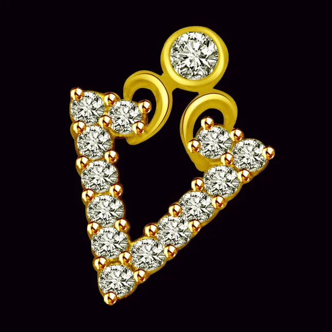 You are my Love 0.20cts Triangle Shaped Real Diamond & Gold Pendant (P840)