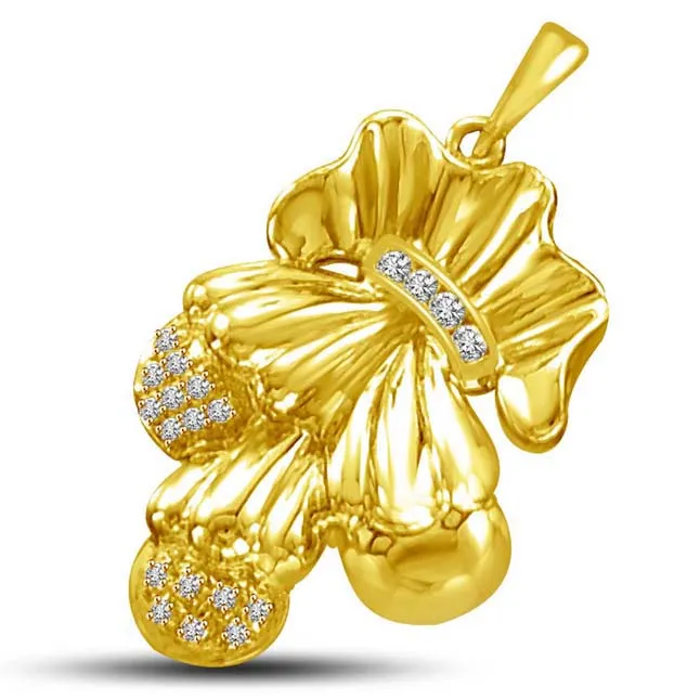 Couple Charm 0.10ct Stylish Diamond & Gold Pendants -Designer Pendants